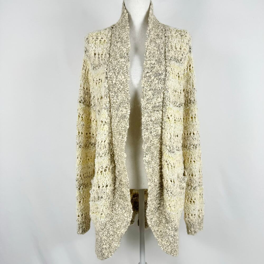 Anthropologie Knitted & Knotted Open Knit Cocoon Cardigan Large Cream Beige